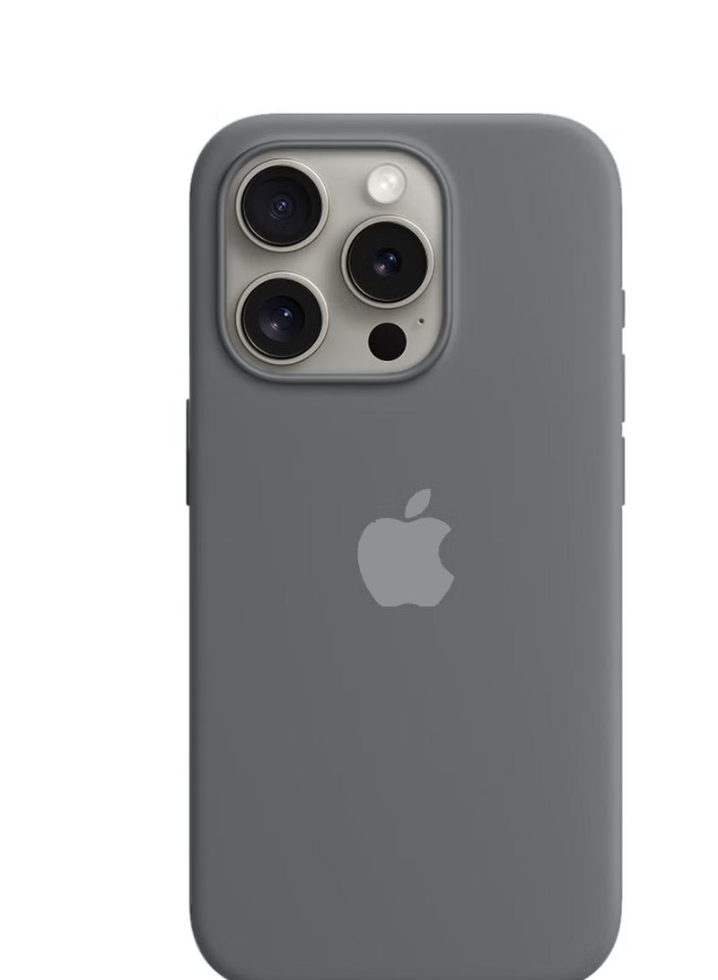 Apple iPhone 15 Pro 2023 Soft Liquid Silicone Case Cover - Titanium